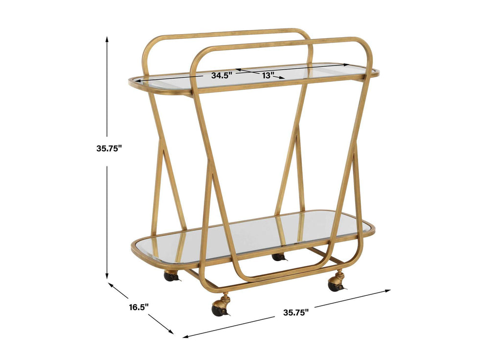 22907 Uttermost Swain Brass Serving Cart