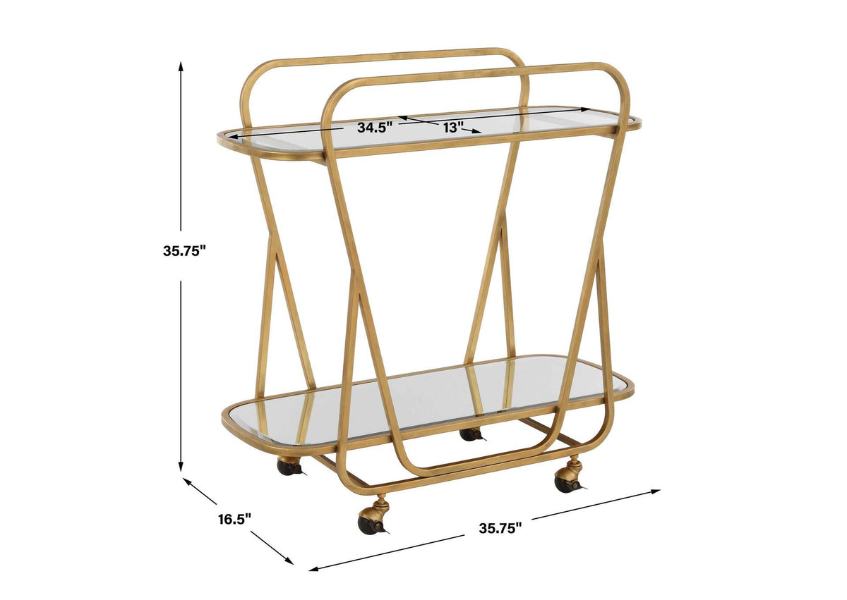 22907 Uttermost Swain Brass Serving Cart