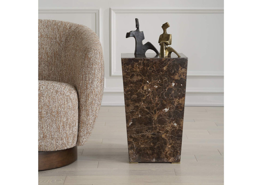 24879 Uttermost Poe Marble Accent Table