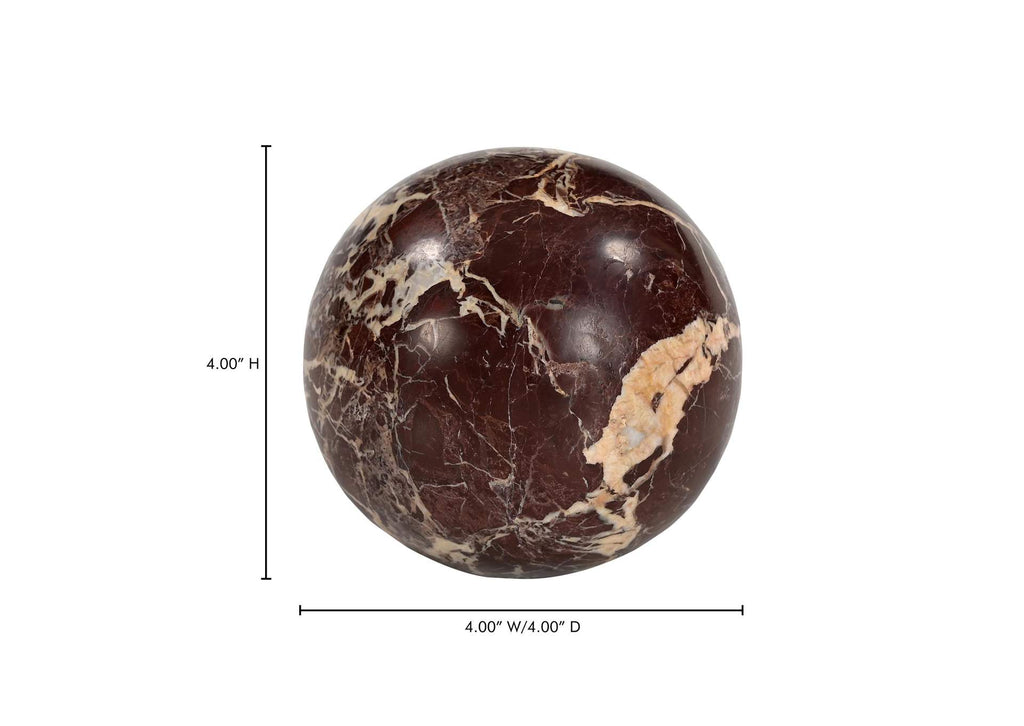 GZ-1173-22 Odessa Sphere Tabletop Accent Red Levanto Marble