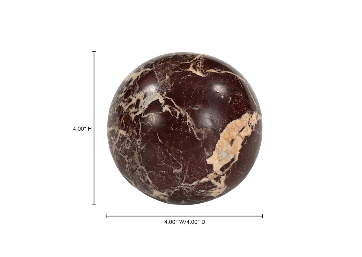 GZ-1173-22 Odessa Sphere Tabletop Accent Red Levanto Marble