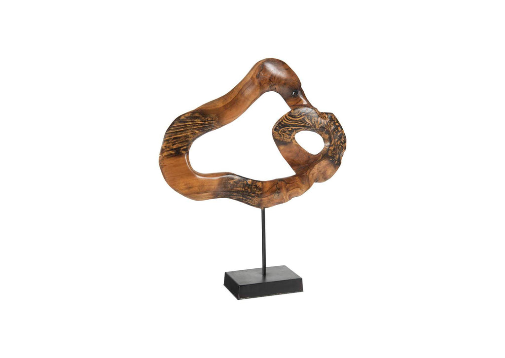 ID102123 Carved Teak Swirl On Stand