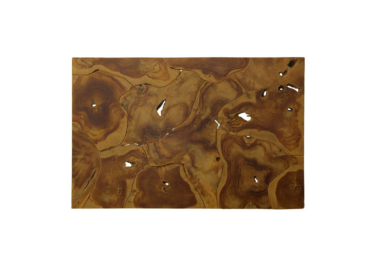 ID113525 Teak Slice Coffee Table, Rectangle, Warm Teak Red Finish
