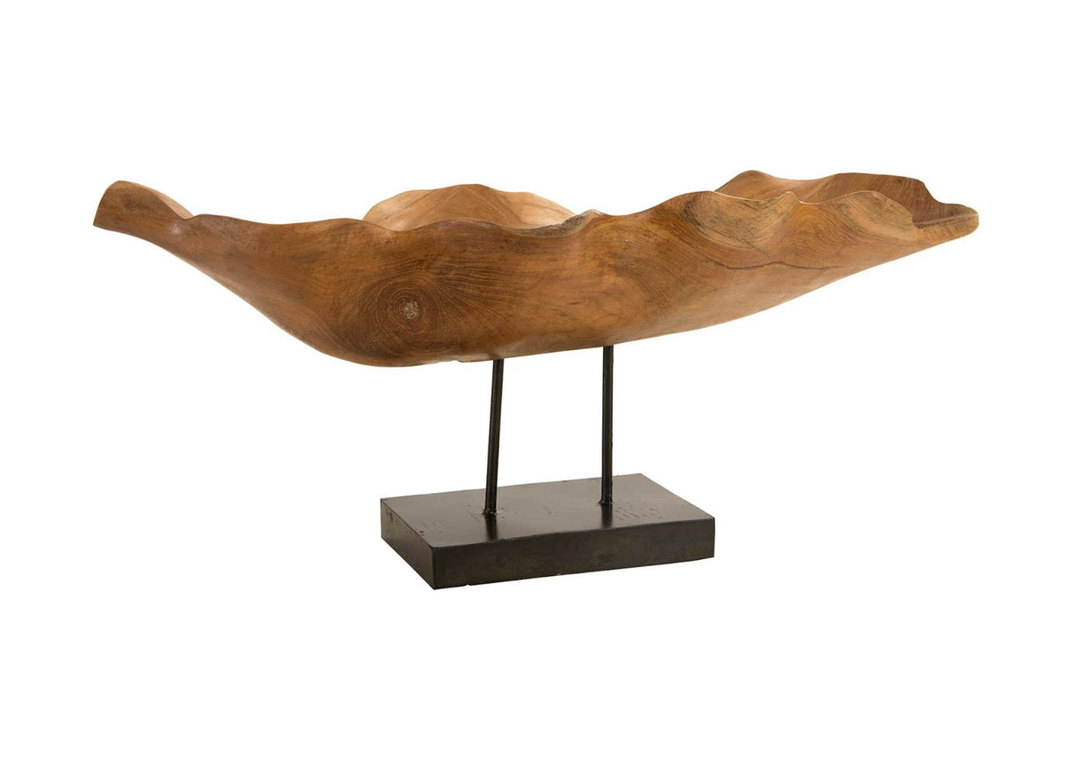 ID83700 Carved Leaf Sculpture On Stand - Mahogany