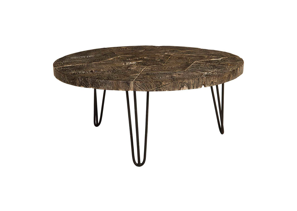 ID85092 Driftwood Top Coffee Table, Black Wash