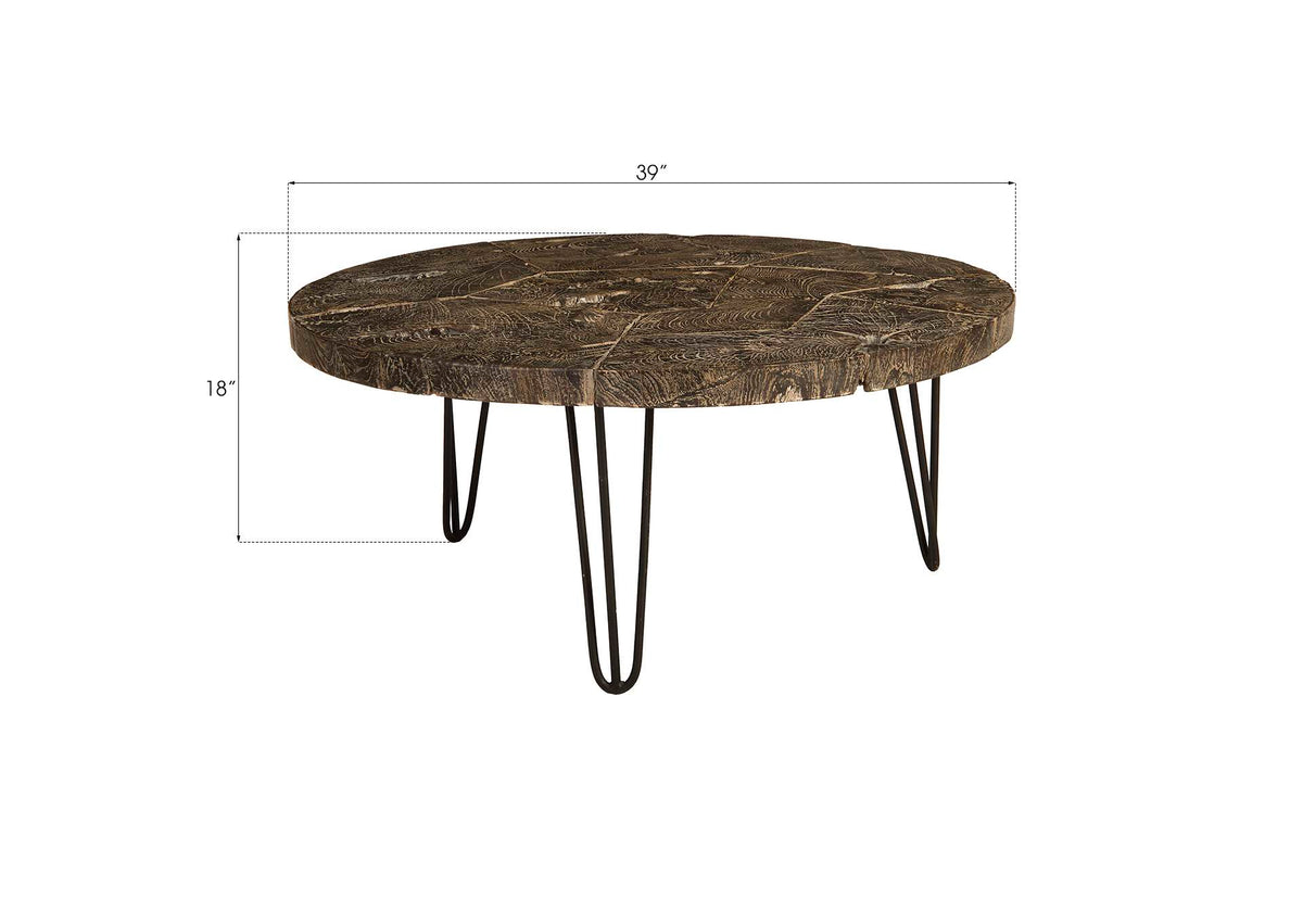 ID85092 Driftwood Top Coffee Table, Black Wash