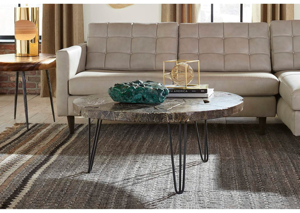 ID85092 Driftwood Top Coffee Table, Black Wash