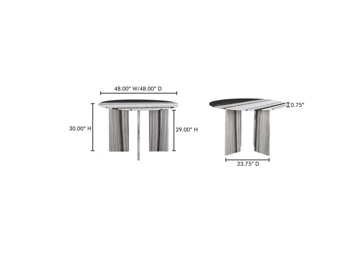 JD-1076-37-0 Celia Round Dining Table Panda Marble