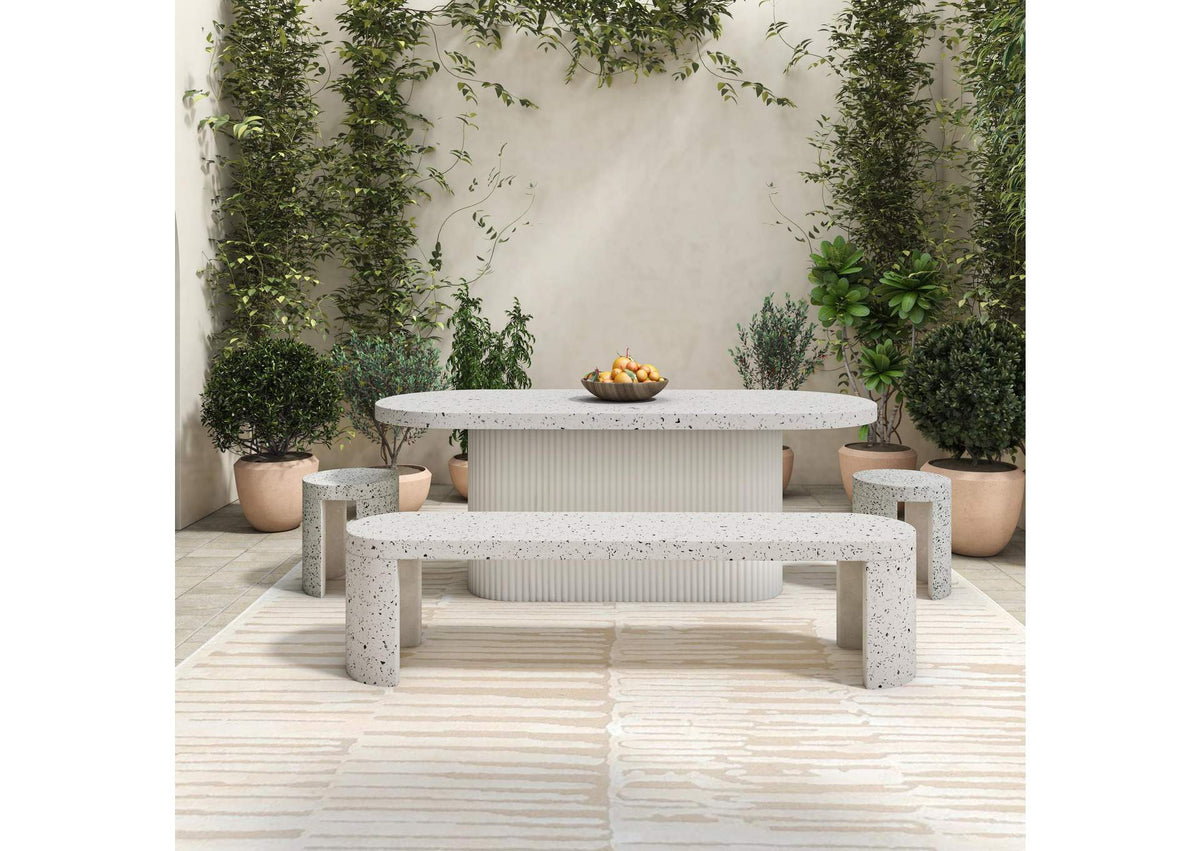 JK-1001-29-0 Lyon Outdoor Dining Table White Terrazzo