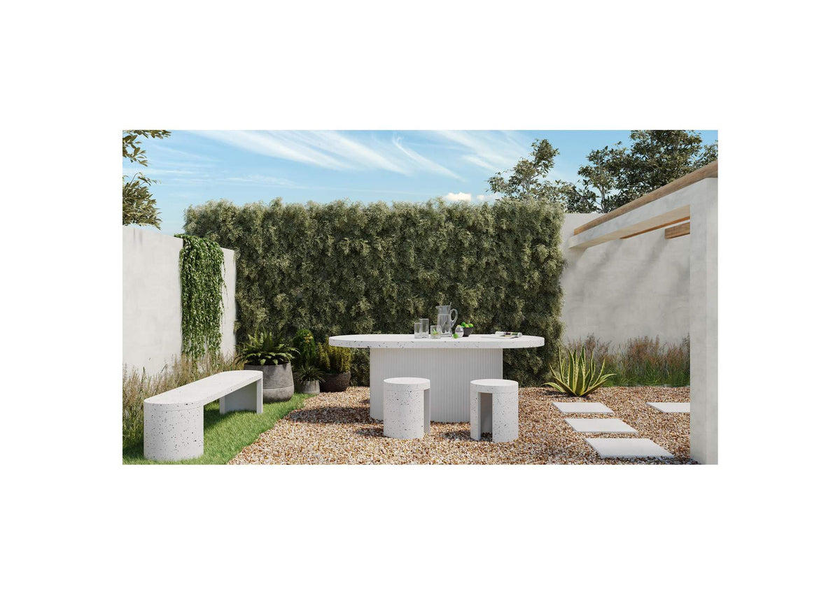 JK-1001-29-0 Lyon Outdoor Dining Table White Terrazzo