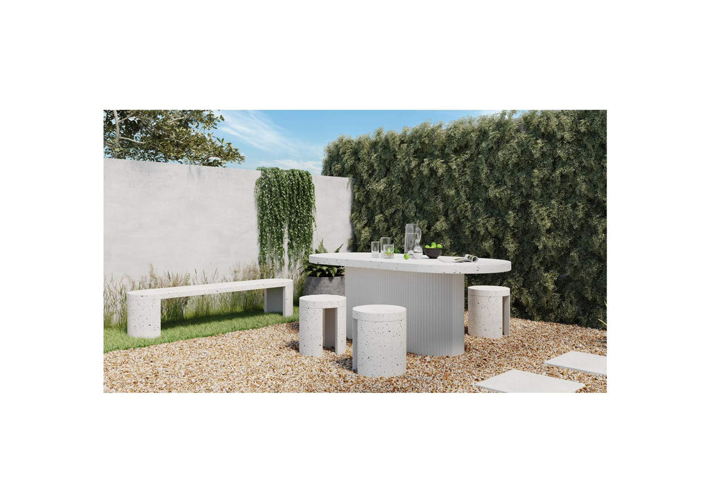 JK-1001-29-0 Lyon Outdoor Dining Table White Terrazzo
