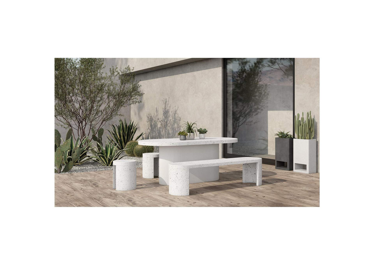 JK-1001-29-0 Lyon Outdoor Dining Table White Terrazzo