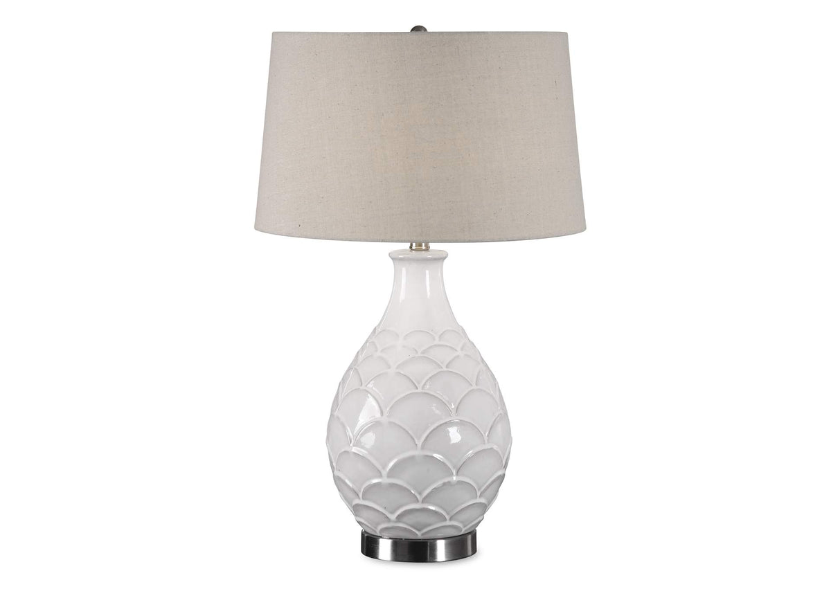 27534-1 Uttermost Camellia Glossed White Table Lamp