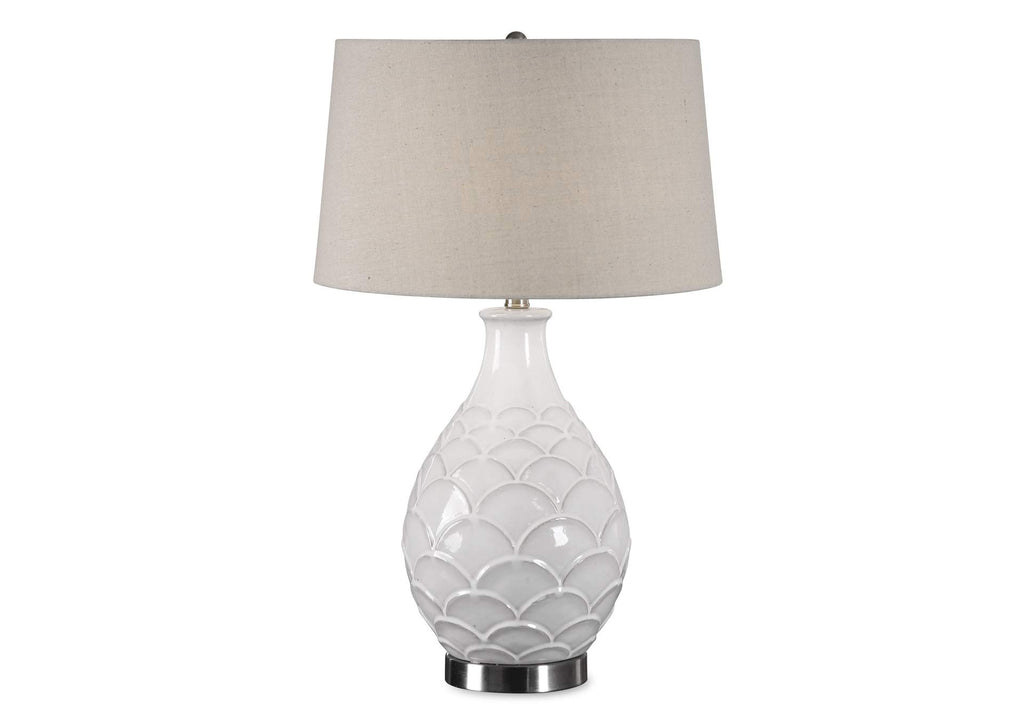 27534-1 Uttermost Camellia Glossed White Table Lamp