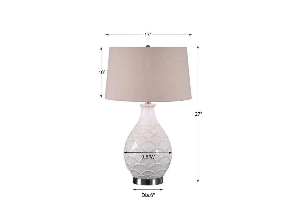 27534-1 Uttermost Camellia Glossed White Table Lamp