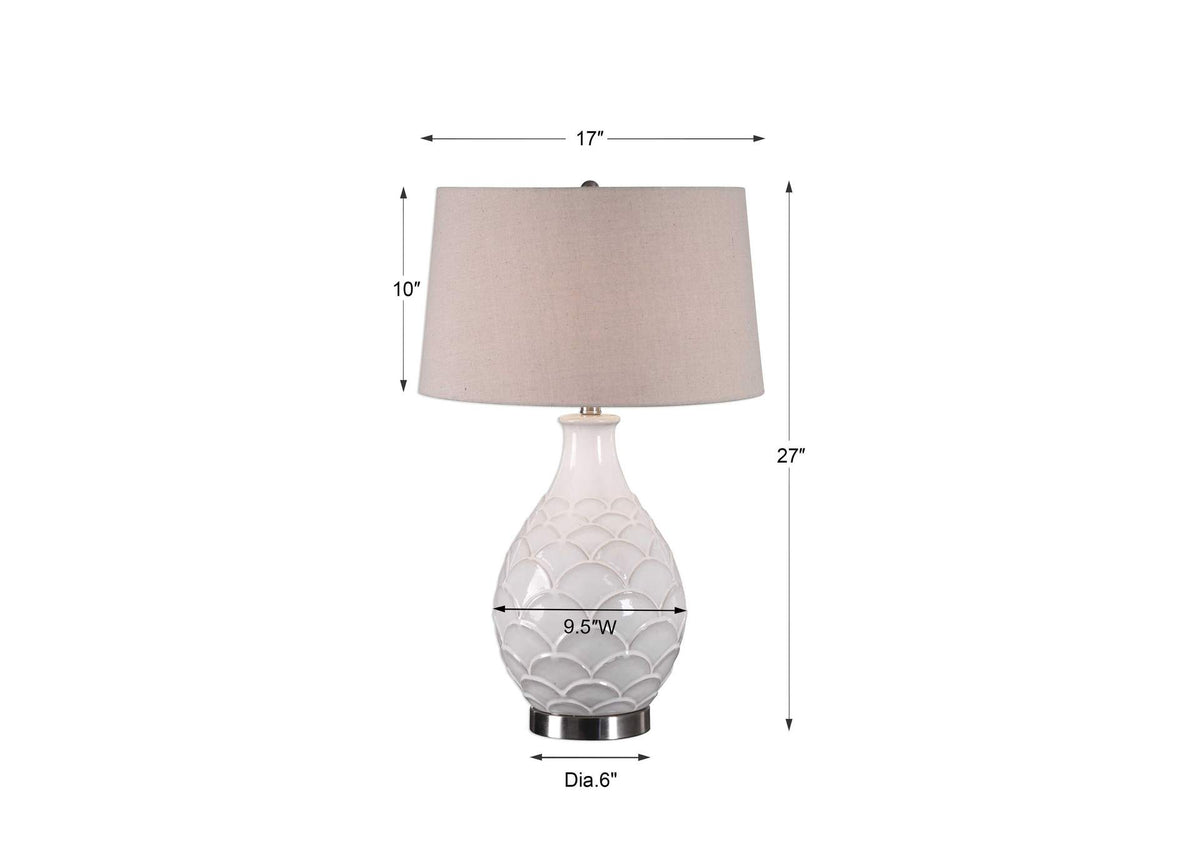 27534-1 Uttermost Camellia Glossed White Table Lamp