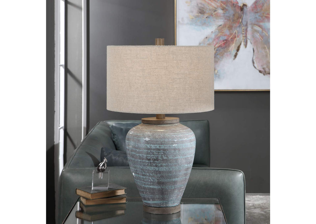 26228-1 Uttermost Pelia Light Aqua Table Lamp