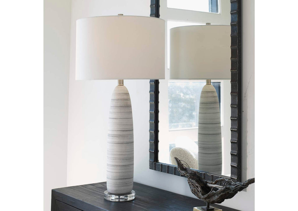 30004-1 Uttermost Levadia Matte White Table Lamp