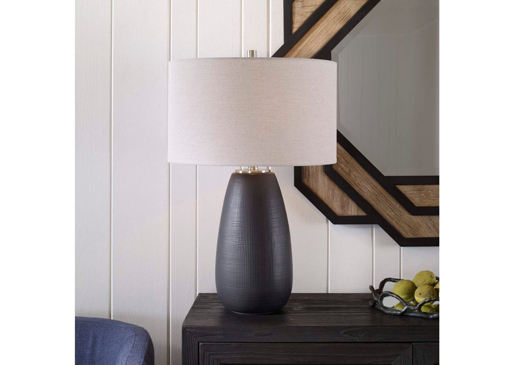 30058-1 Uttermost Twilight Satin Black Table Lamp