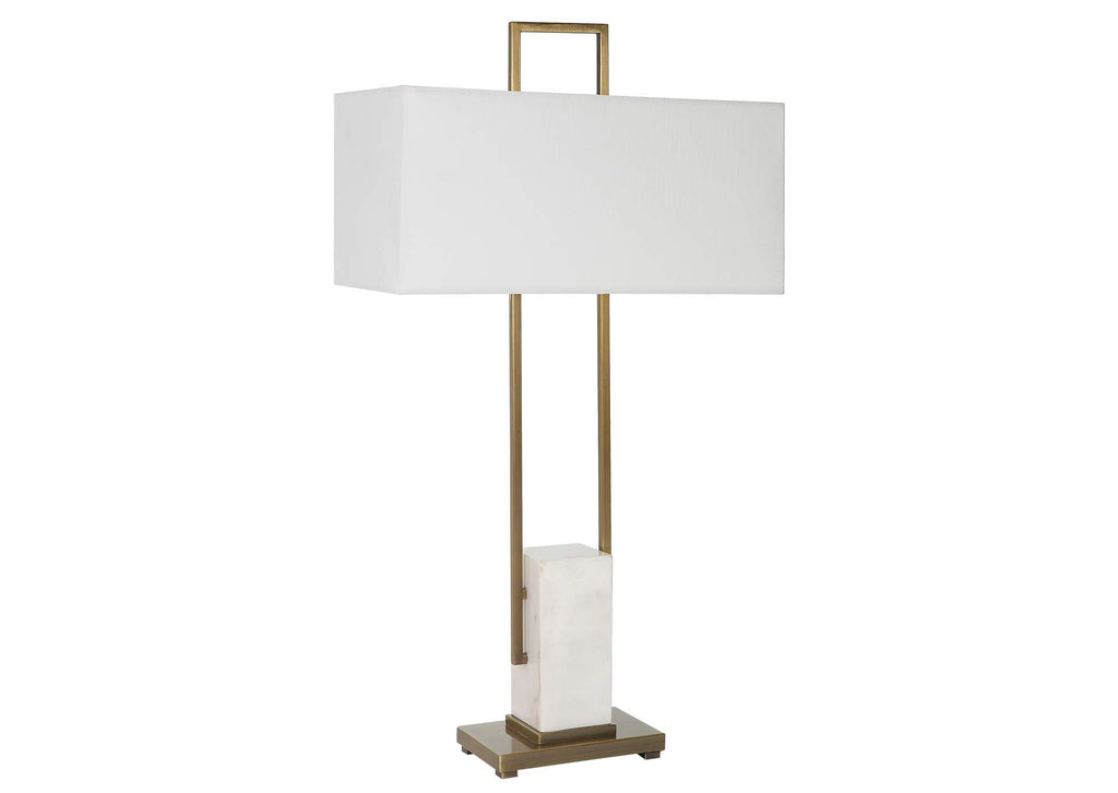 30160 Uttermost Column White Marble Table Lamp