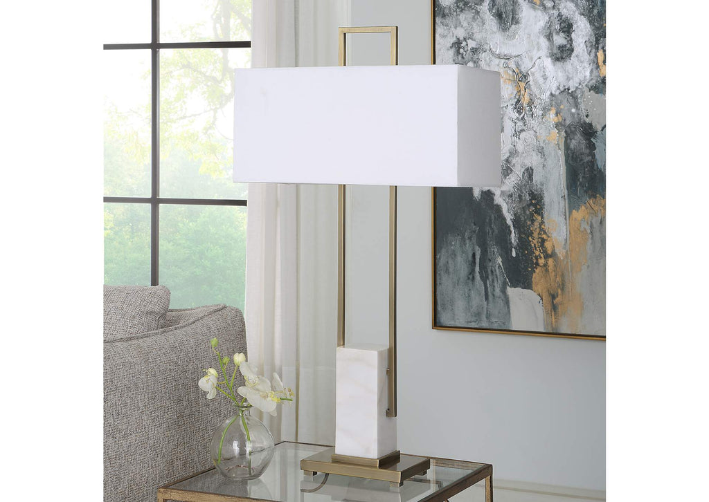 30160 Uttermost Column White Marble Table Lamp