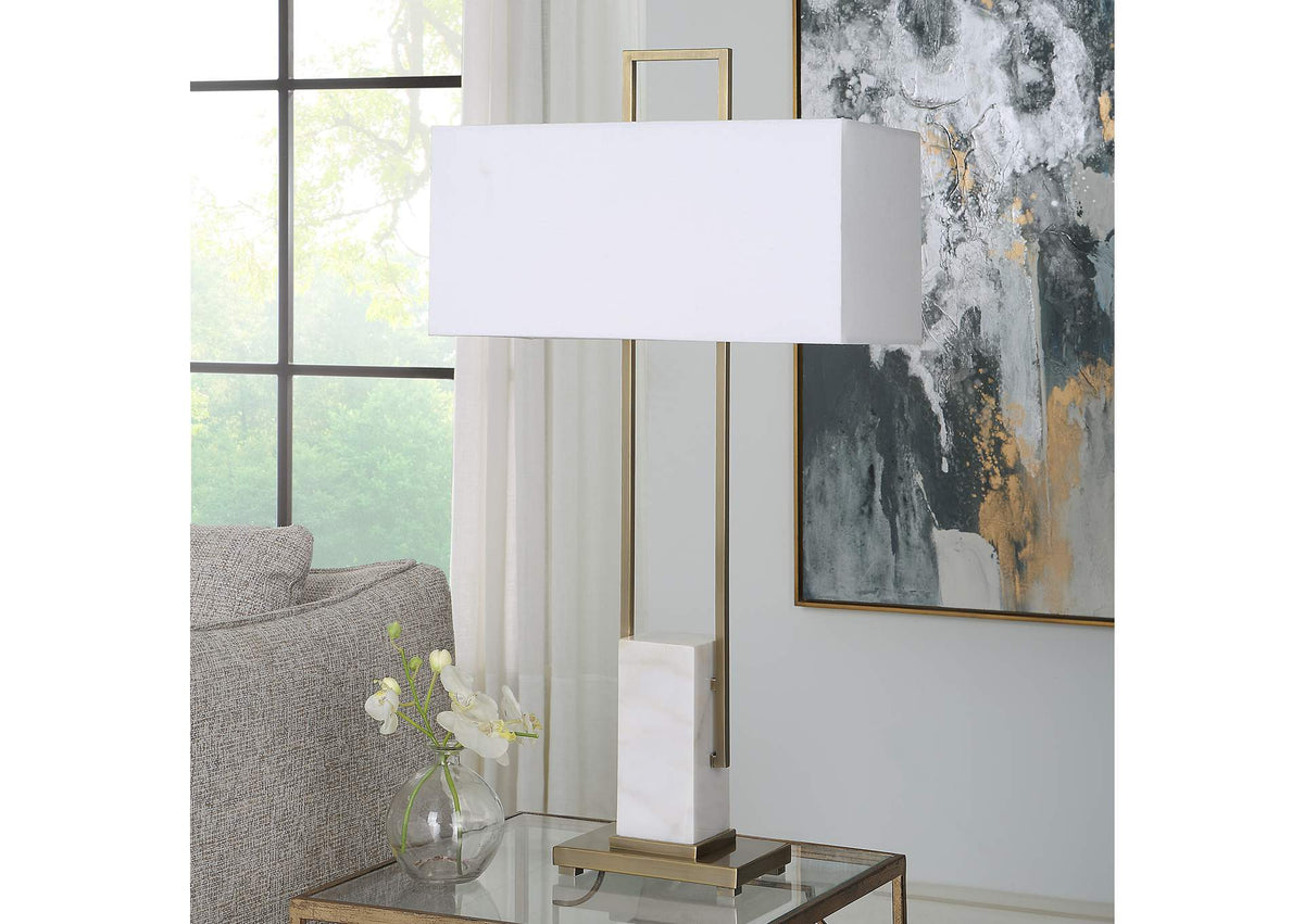 30160 Uttermost Column White Marble Table Lamp