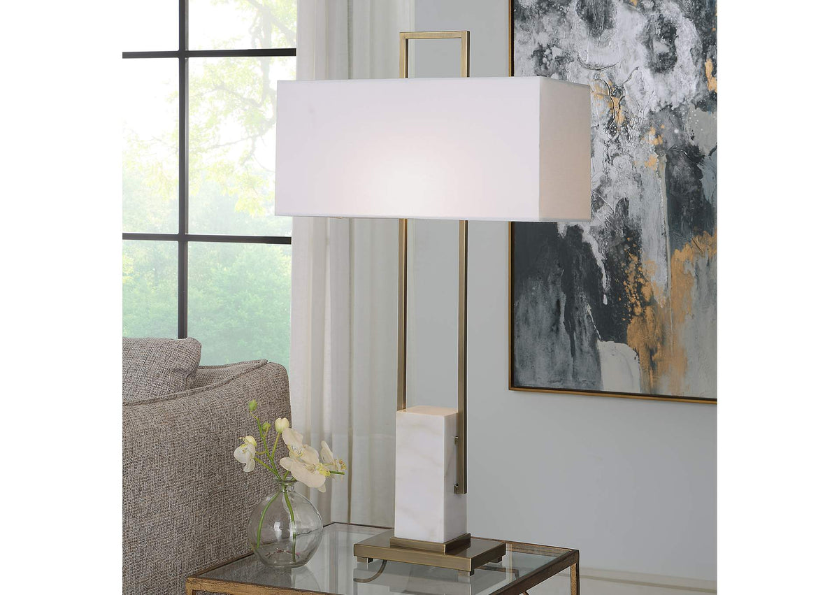30160 Uttermost Column White Marble Table Lamp