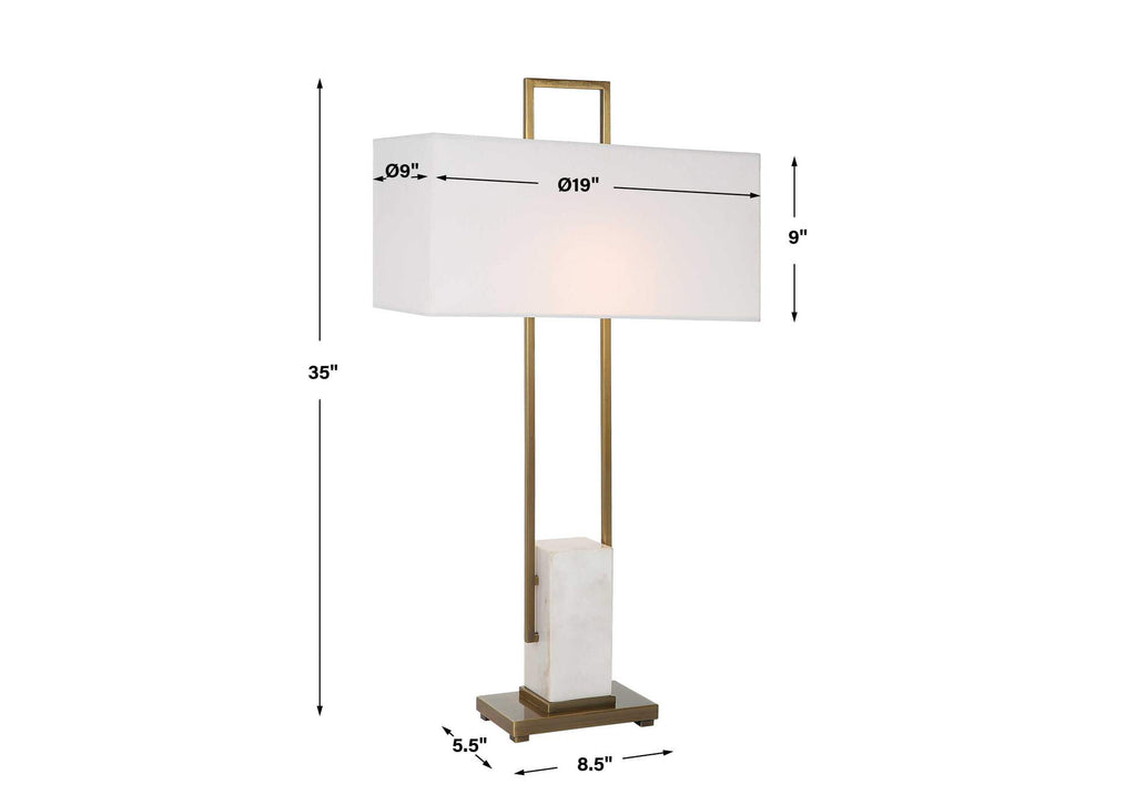 30160 Uttermost Column White Marble Table Lamp
