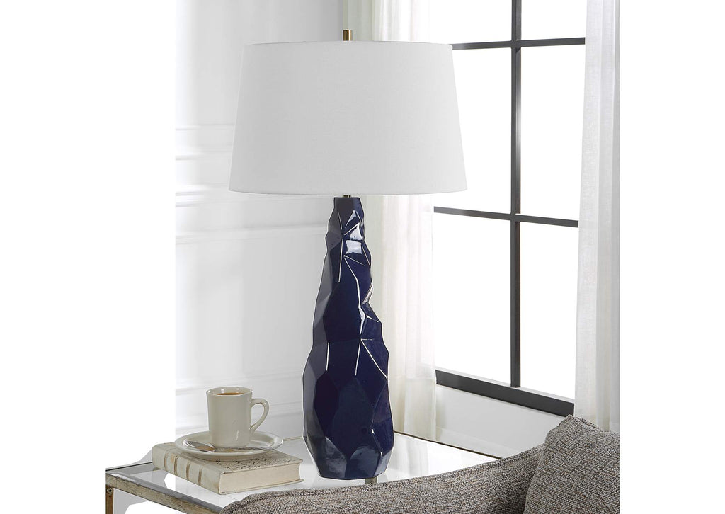 30173 Uttermost Kavos Geometric Blue Table Lamp