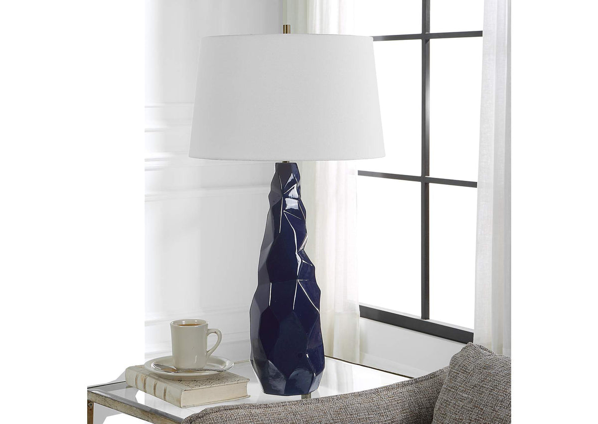 30173 Uttermost Kavos Geometric Blue Table Lamp