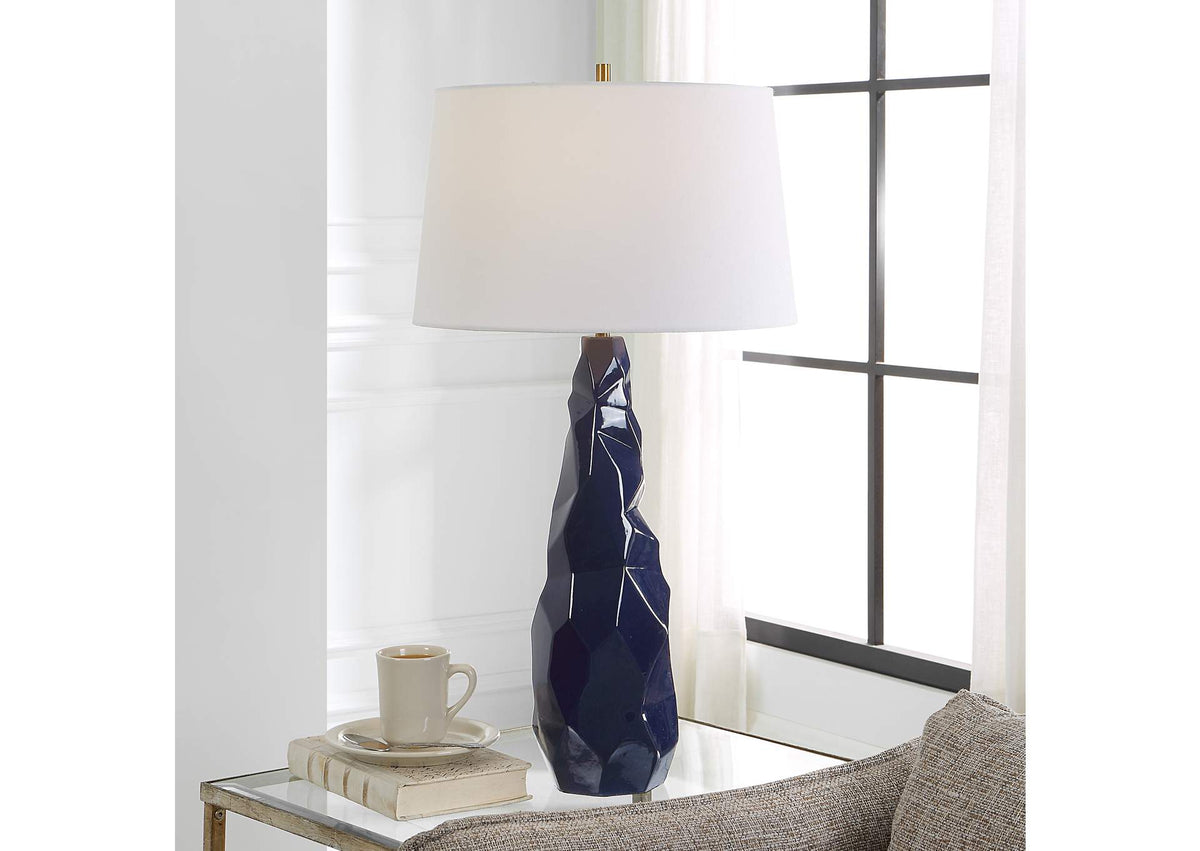 30173 Uttermost Kavos Geometric Blue Table Lamp