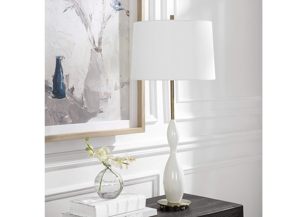 30235 Uttermost Annora Glossy White Table Lamp