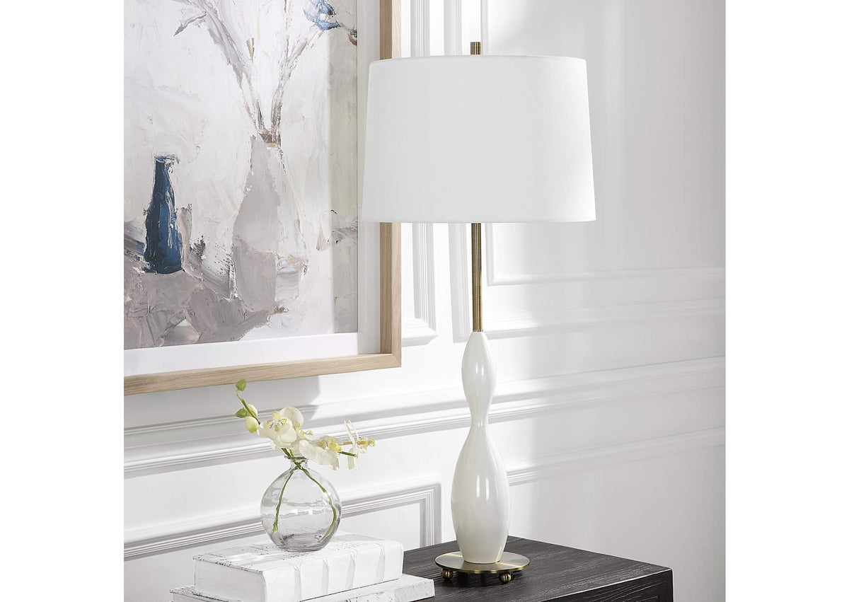 30235 Uttermost Annora Glossy White Table Lamp