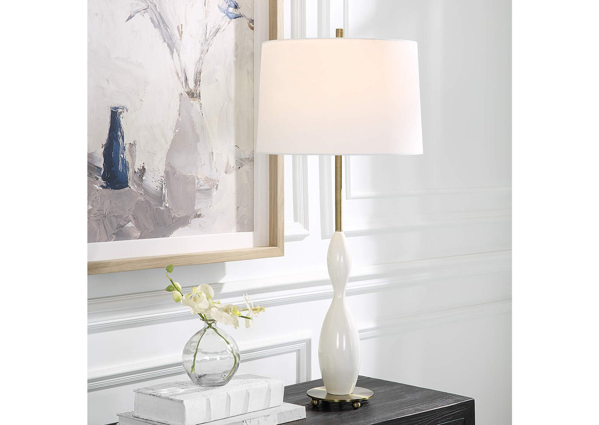 30235 Uttermost Annora Glossy White Table Lamp