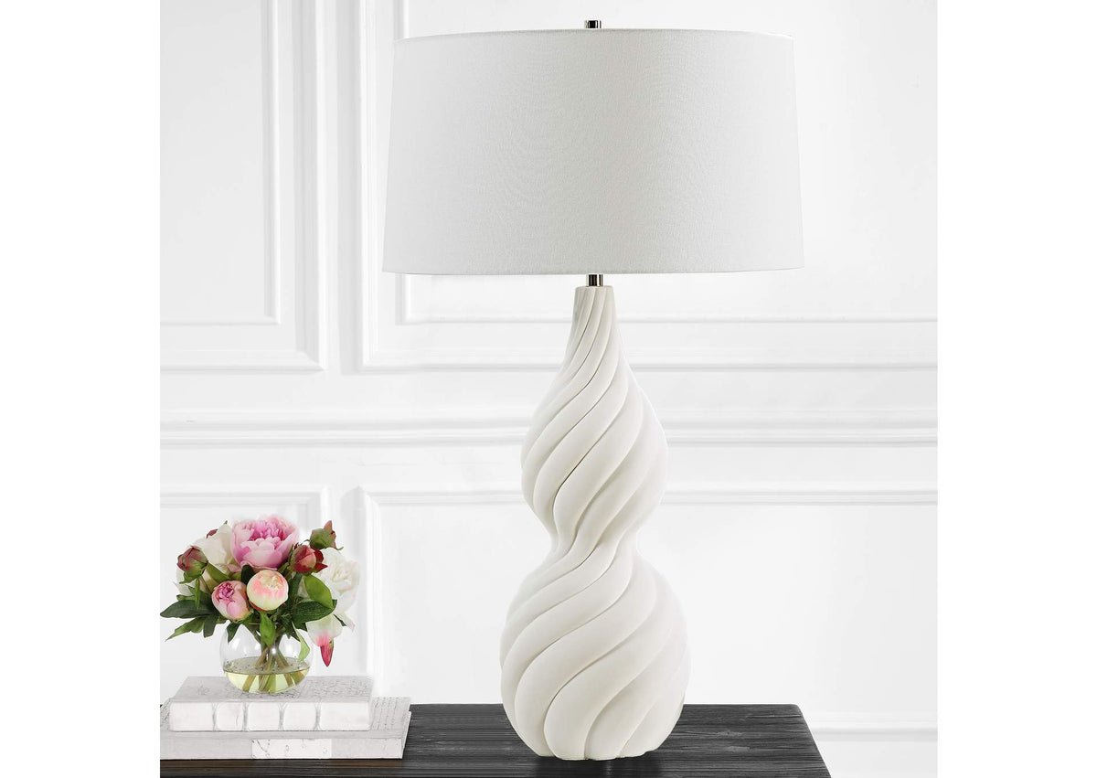 30240 Uttermost Twisted Swirl White Table Lamp