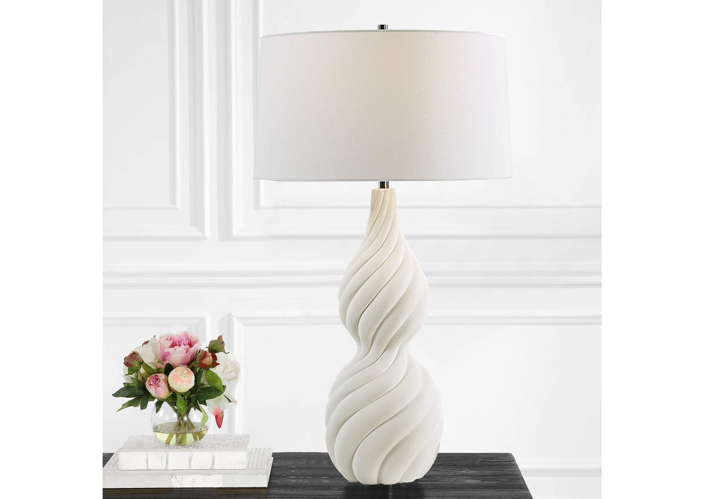 30240 Uttermost Twisted Swirl White Table Lamp
