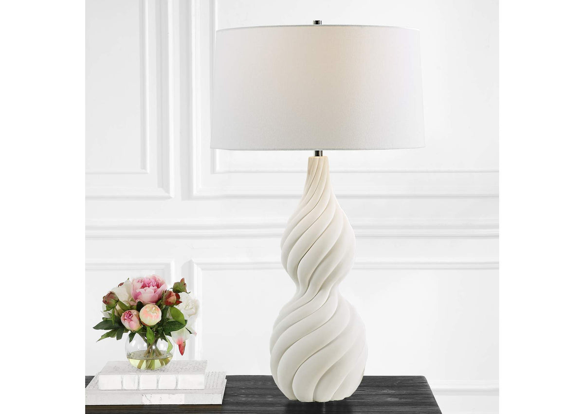 30240 Uttermost Twisted Swirl White Table Lamp