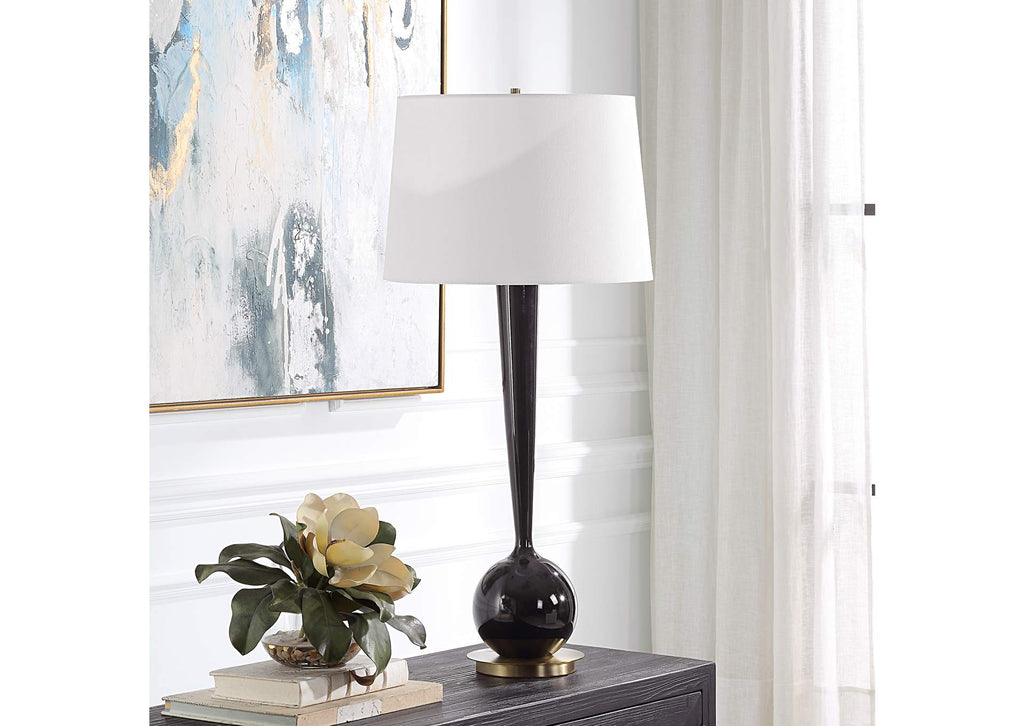 30286 Uttermost Brielle Polished Black Table Lamp