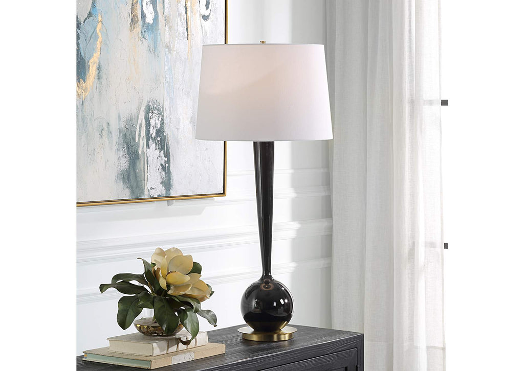 30286 Uttermost Brielle Polished Black Table Lamp