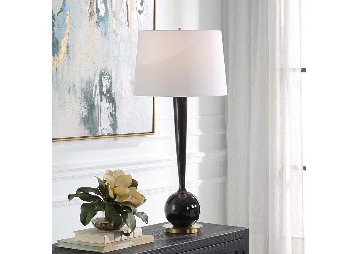 30286 Uttermost Brielle Polished Black Table Lamp
