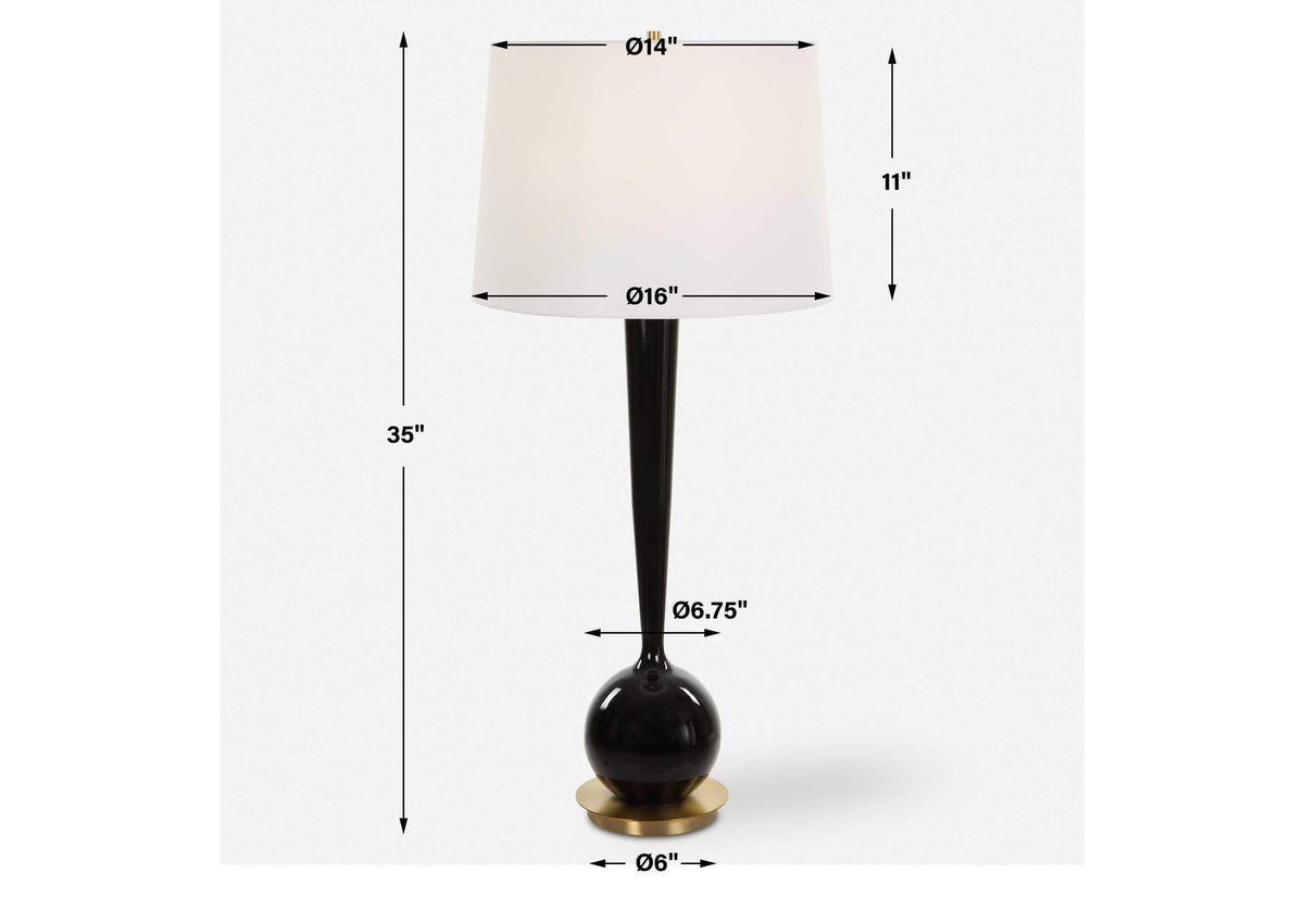 30286 Uttermost Brielle Polished Black Table Lamp
