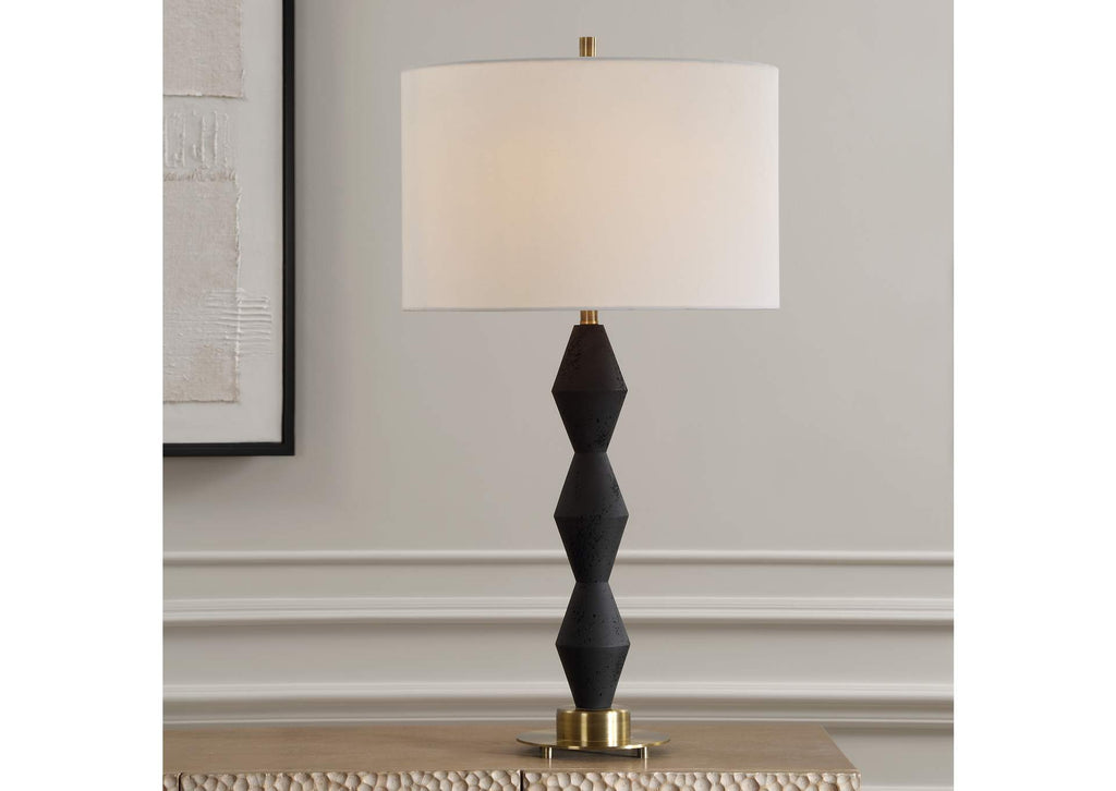 30348-1 Uttermost Threefold Black Stone Table Lamp