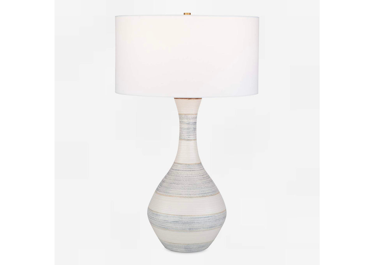 30381-1 Uttermost Potter Striped Ivory Blue Table Lamp