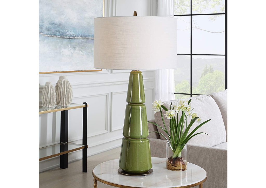 30502 Uttermost Mendell Moss Green Table Lamp