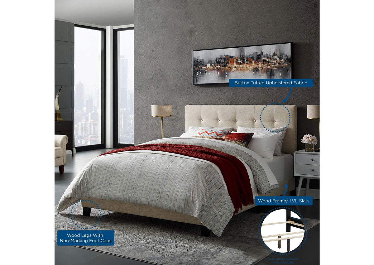 MOD-6001-BEI Amira Upholstered Fabric Queen Bed By Modway