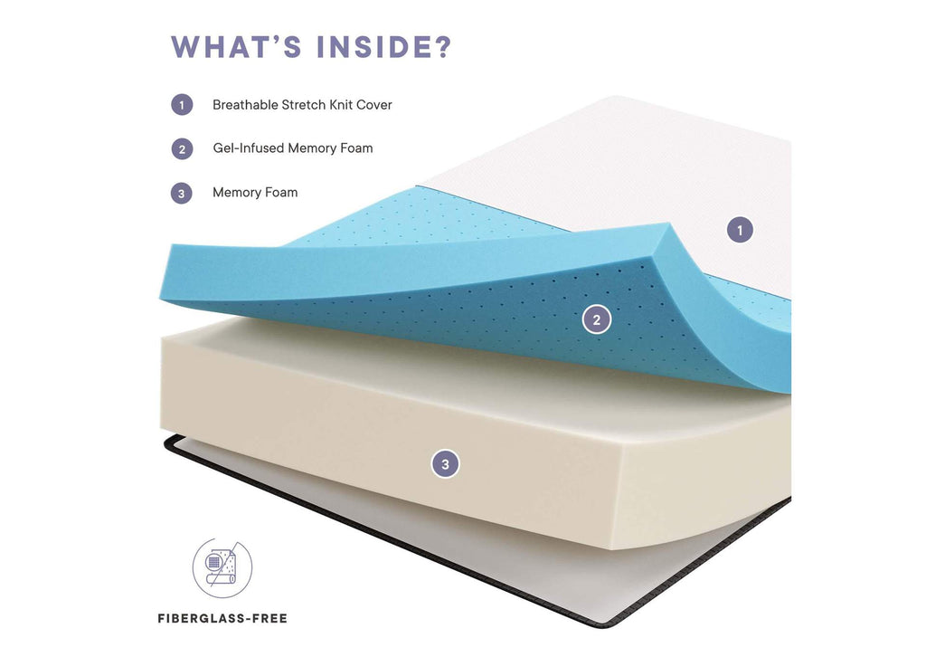 MOD-6606-WHI Aveline 16" Memory Foam Twin Mattress By Modway