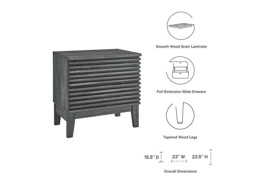 MOD-6964-CHA Render Two-Drawer Nightstand By Modway