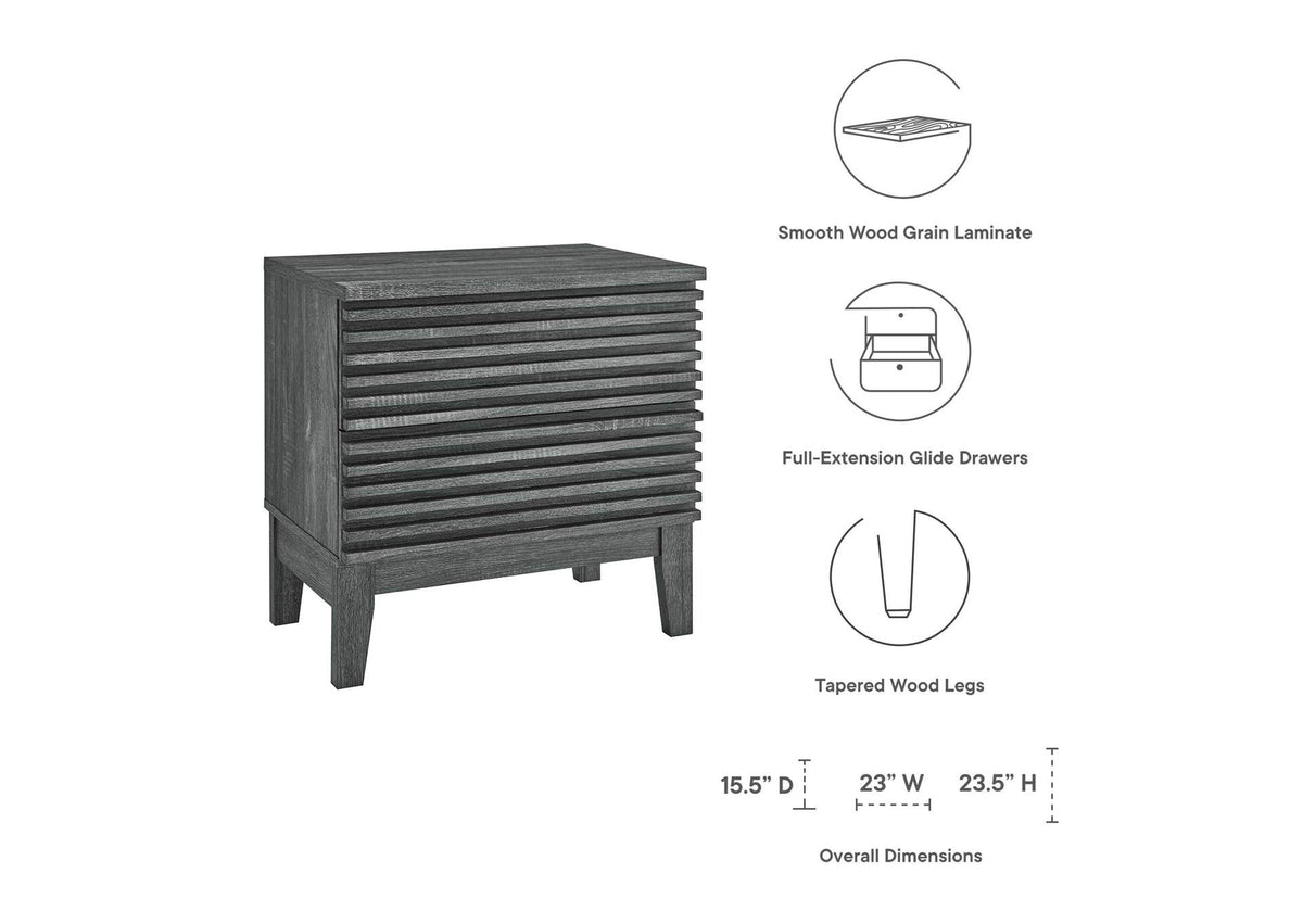 MOD-6964-CHA Render Two-Drawer Nightstand By Modway