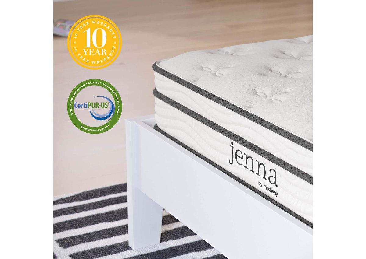 MOD-7092-WHI Jenna 6" Innerspring And Foam Narrow Twin Mattress By Modway