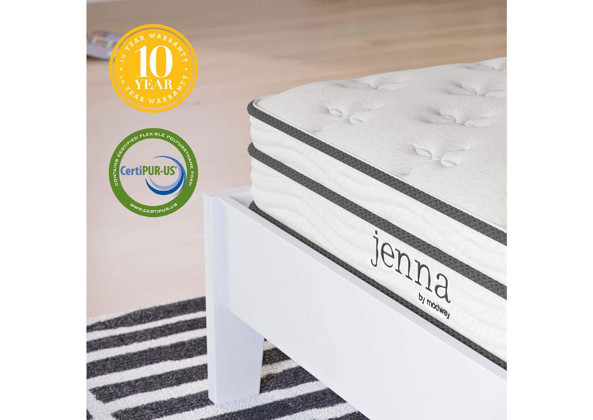 MOD-7093-WHI Jenna 6" Innerspring And Foam Twin Mattress By Modway